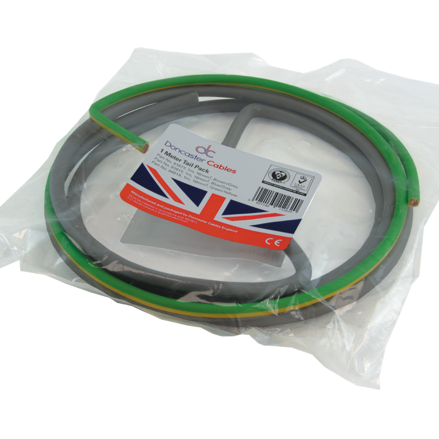 3M Meter Tail Pack - 25mm Br & Blu c/w 16mm G/Y Earth